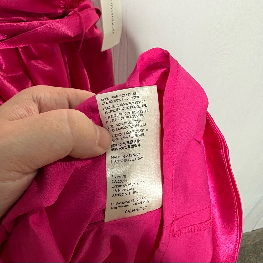 Anthropologie Hot Pink Satin Mini Dress with Bow - Picture 13 of 14